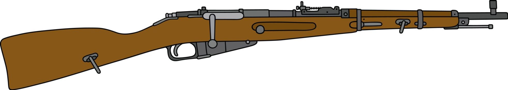 Hand drawing of an old short military rifle