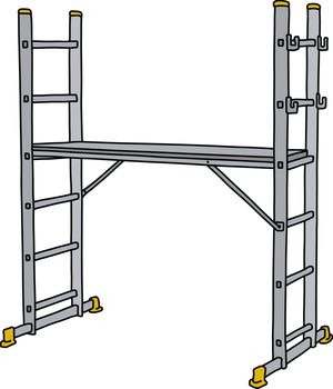 The vectorized hand drawing of a steel small scaffolding