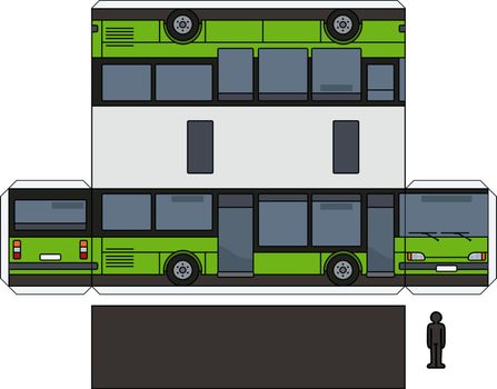 The simple vector paper model of a light green city bus