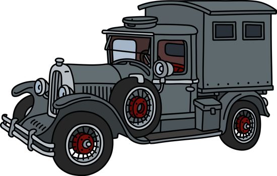 The vector illustration of a vintage gray cabinet truck
