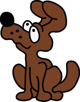 The vectorized hand drawing of a funny brown dog