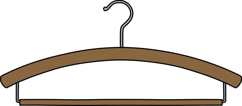 The vectorized hand drawing of a classic wooden hanger