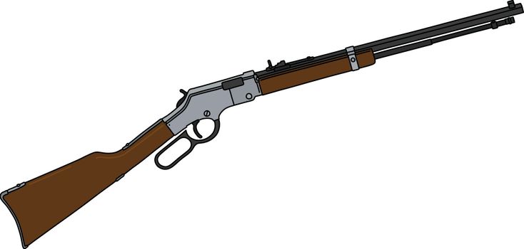 The vectorized hand drawing of a classic winchester repeating rifle