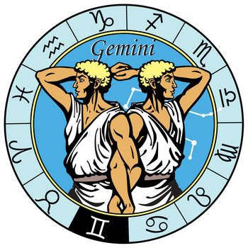gemini astrological horoscope sign in the zodiac wheel