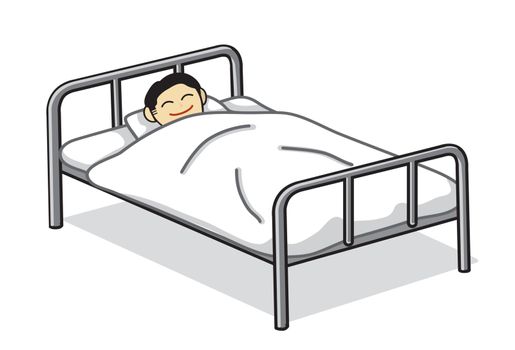 entering hospital (lying in bed ) illustration