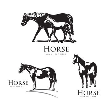 Horse Animal Pet Mammal Tattoo Black Silhouette Icon Vector