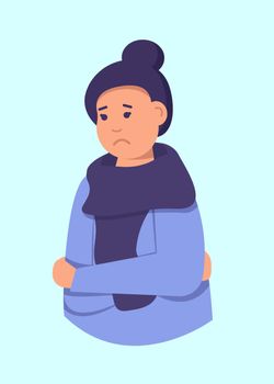 Young woman in despair. A woman ile is under great stress. Depressive disorder. Vector illustration in flat style.