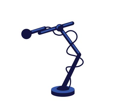 Microphone with wires flat color vector object. Mic to record conversational podcast. Reporter equipment. Journalist setup isolated cartoon illustration for web graphic design and animation