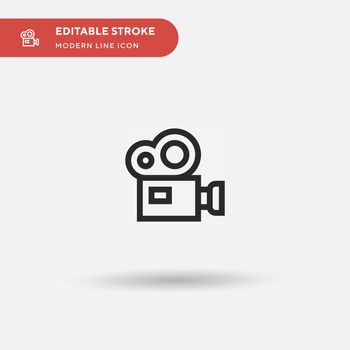 Video Camera Simple vector icon. Illustration symbol design template for web mobile UI element. Perfect color modern pictogram on editable stroke. Video Camera icons for your business project