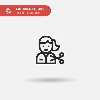 Hairdresser Simple vector icon. Illustration symbol design template for web mobile UI element. Perfect color modern pictogram on editable stroke. Hairdresser icons for your business project
