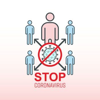 Stop coronavirus pandemic. Vector illustration outline flat design style.