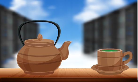 mock up illustration of tea set on the table