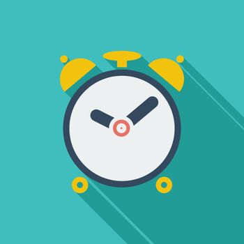 Alarm clock icon. Flat vector related icon with long shadow for web and mobile applications. It can be used as - logo, pictogram, icon, infographic element. Vector Illustration.