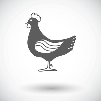 Chicken. Single flat icon on white background. Vector illustration.