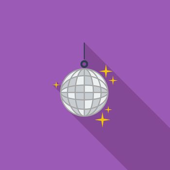 Disco ball icon. Flat vector related icon with long shadow for web and mobile applications. It can be used as - logo, pictogram, icon, infographic element. Vector Illustration.