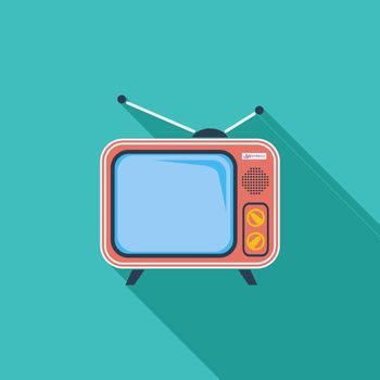 TV single icon. Flat vector related icon with long shadow for web and mobile applications. It can be used as - logo, pictogram, icon, infographic element. Vector Illustration.