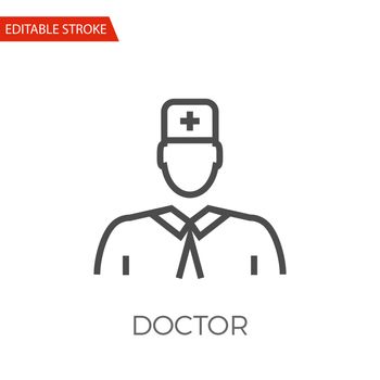 Doctor Thin Line Vector Icon. Flat Icon Isolated on the White Background. Editable Stroke EPS file. Vector illustration.