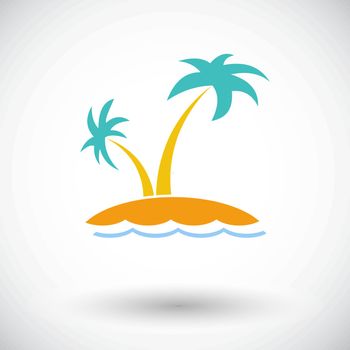 Palm tree. Single flat icon on white background. Vector illustration.