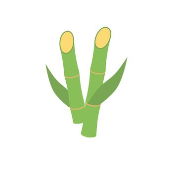 Sugar Cane Icon. Isolated on Green Background. Trendy Flat Style.