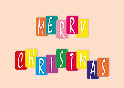 Merry Christmas greetings on rectangular shapes of different colors