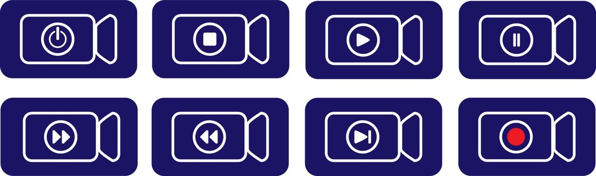 Rectangular blue button to indicate video device functions