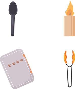 Cafe miscellaneous flat color vector object set. Menu with five stars. Lighting candle. Restaurant utensils isolated cartoon illustration for web graphic design and animation collection