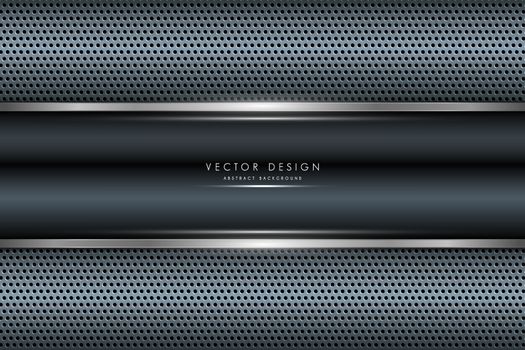 Metallic background.Blue and silver with perforated texture. Metal technology concept.
