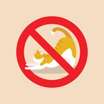 No cat allowed sign. red prohibition sign. vector illustration
