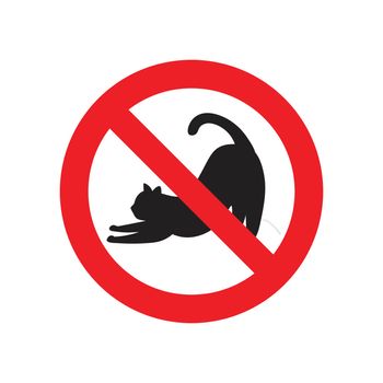 No cat sign. red prohibition sign. vector illustration