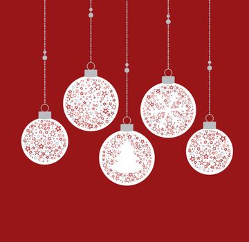 Vector illustration of a Christmas balls decoration made from stars. Happy Christmas greeting card