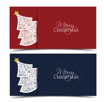 Vector illustration of a Christmas tree decoration made from stars. Happy Christmas background, banners