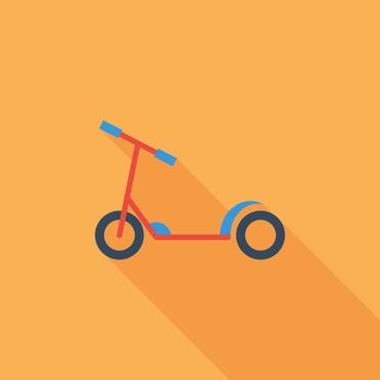 Scooter child icon. Flat vector related icon with long shadow for web and mobile applications. It can be used as - logo, pictogram, icon, infographic element. Vector Illustration.