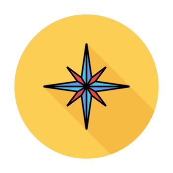 Wind rose. Single flat color icon on the circle. Vector illustration.