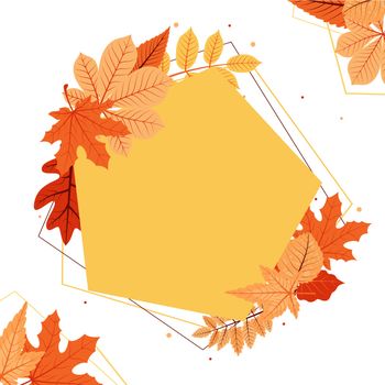 Autumn Fall Season Leaf Greeting Invitation Pentagon Frame Background Bouquet