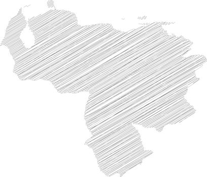 Venezuela - pencil scribble sketch silhouette map of country area with dropped shadow. Simple flat vector illustration.