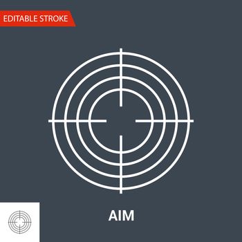 Aim Icon. Thin Line Vector Illustration - Adjust stroke weight - Expand to any Size - Easy Change Colour - Editable Stroke - 