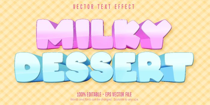 Milky dessert text, cartoon style editable text effect
