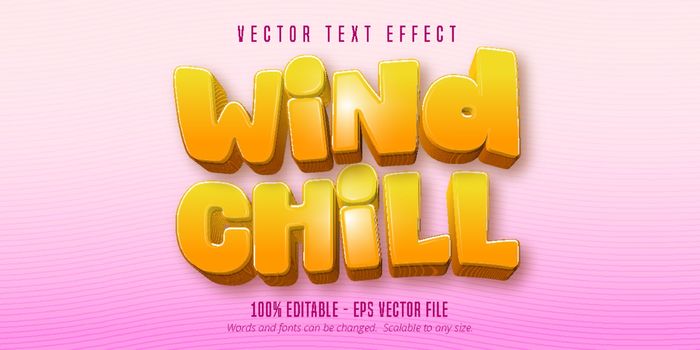 Wind chill text, cartoon style editable text effect