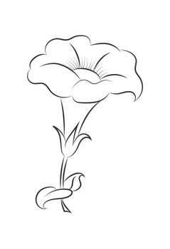 Empty outline of a flower with petals. A Doodle-style outline is isolated on a white background. Flat design for coloring books, postcards and decoration. 