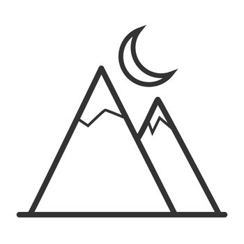 simple icon of the mountains and the Crescent. Simple flat design for websites and apps