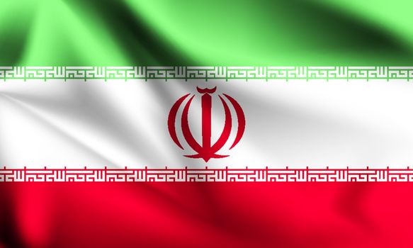 Iran flag waving with the wind, 3D illustration