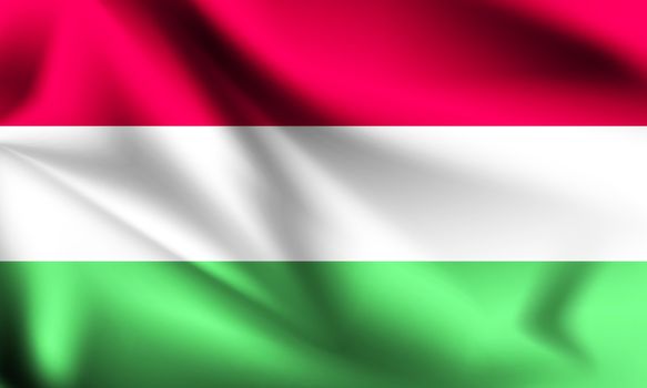 Hungary  flag waving with the wind, 3D illustration