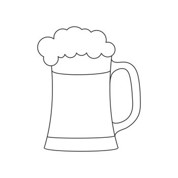 A mug with a frothy drink. Foam beer in a mug, empty outline, simple style isolated on a white background

