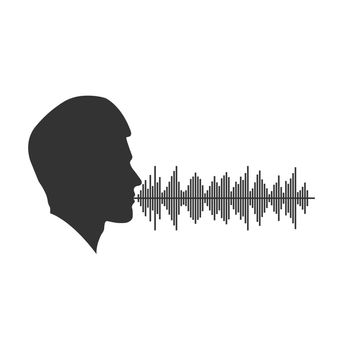 Male voice spectrum. Male head silhouette and voice spectrum. Vector illustration for theme design isolated on white background