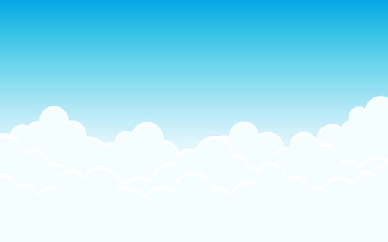 Bright atmosphere softness white clouds on top blue sky landscape vector background illustration