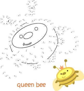Coloring book and dot to dot game for children. Numbers game. bee vector illustration