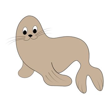 Cartoon color fur seal outline. Vector color illustration isolated on white background. Decoration for greeting cards, posters, flyers, prints for clothes.