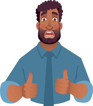 African man showing thumbs up. Vector illustration