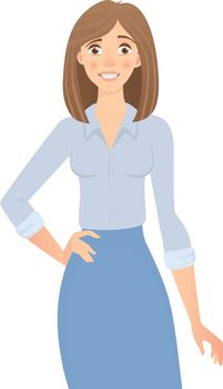 Business woman isolated. Business pose and gesture. Young businesswoman vector illustration