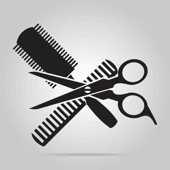Hair salon with scissors and comb icon, vector illustration